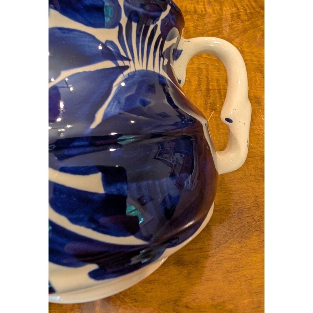 La Mexicana Talavera Taza Mexico Coffee Mug Set of 4 Brilliant Blue and White - Picture 7 of 9